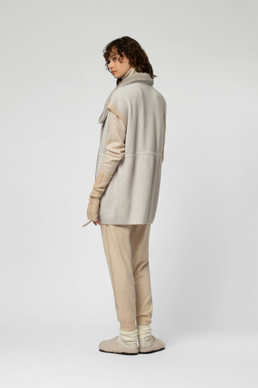 Pantalon BLAIR en maille et daim beige