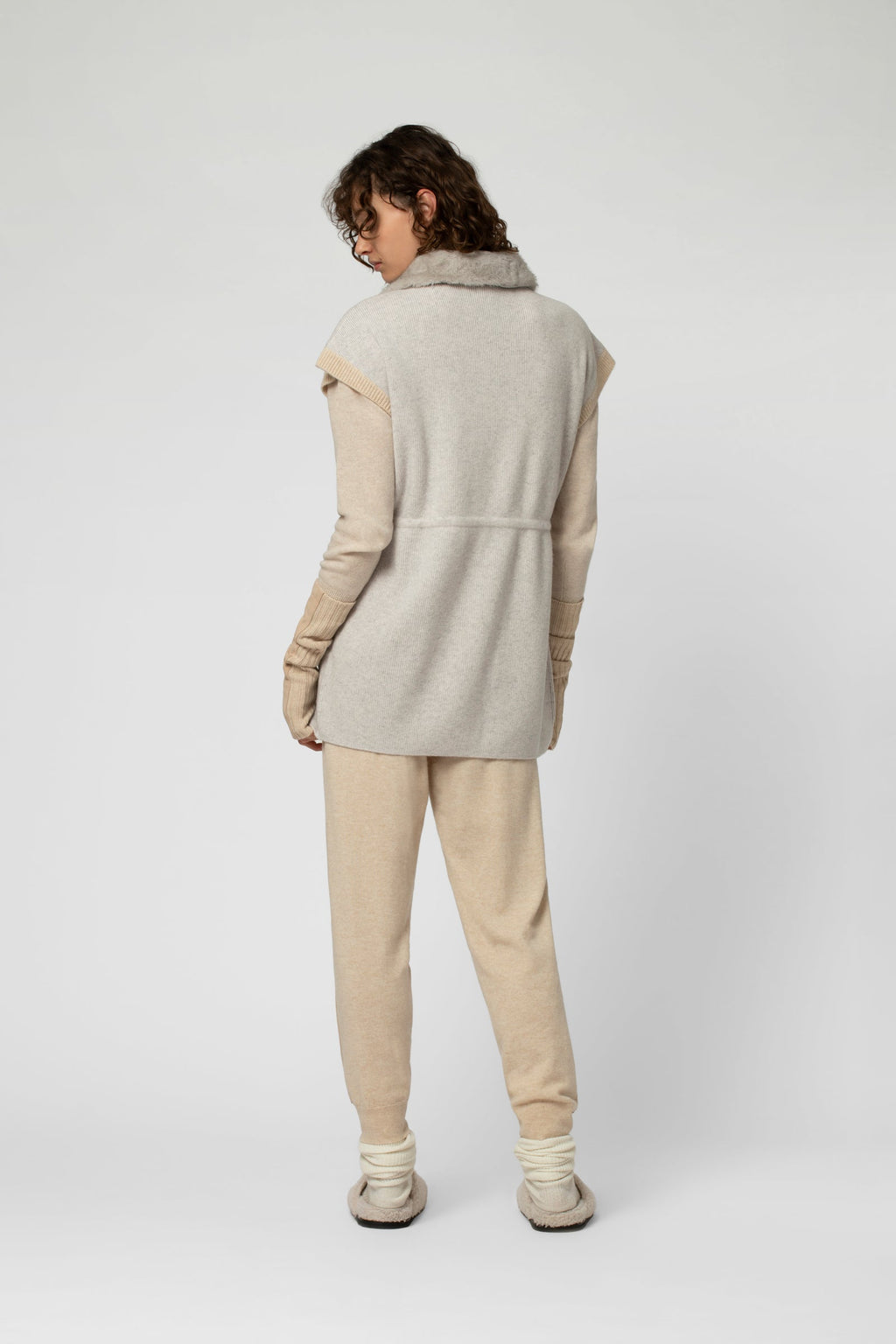 Pantalon BLAIR en maille et daim beige