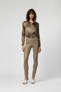 PERLEGGING en cuir coupe ajusté moka