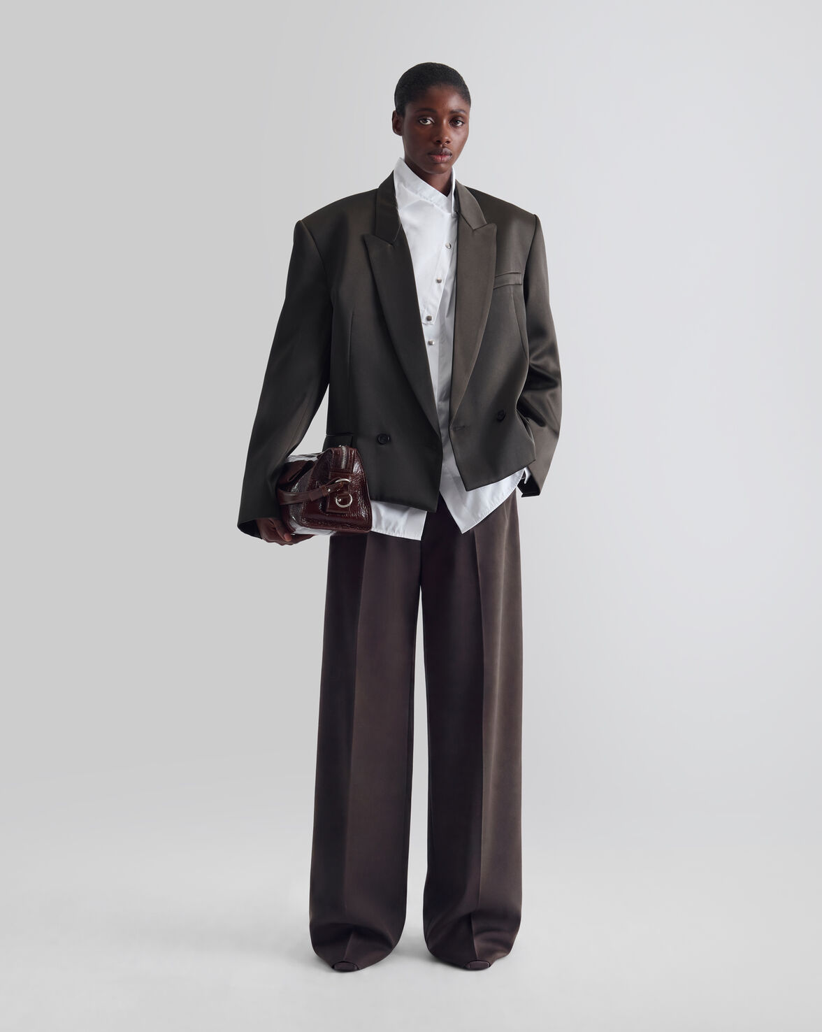 DOUBLE-BREASTED TAILORED JACKET GRAPHITE