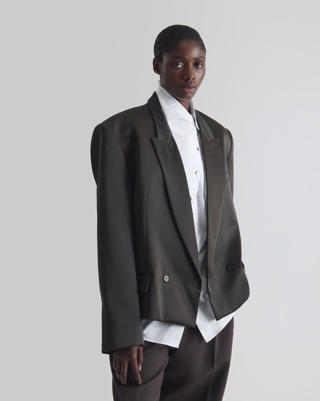 DOUBLE-BREASTED TAILORED JACKET GRAPHITE