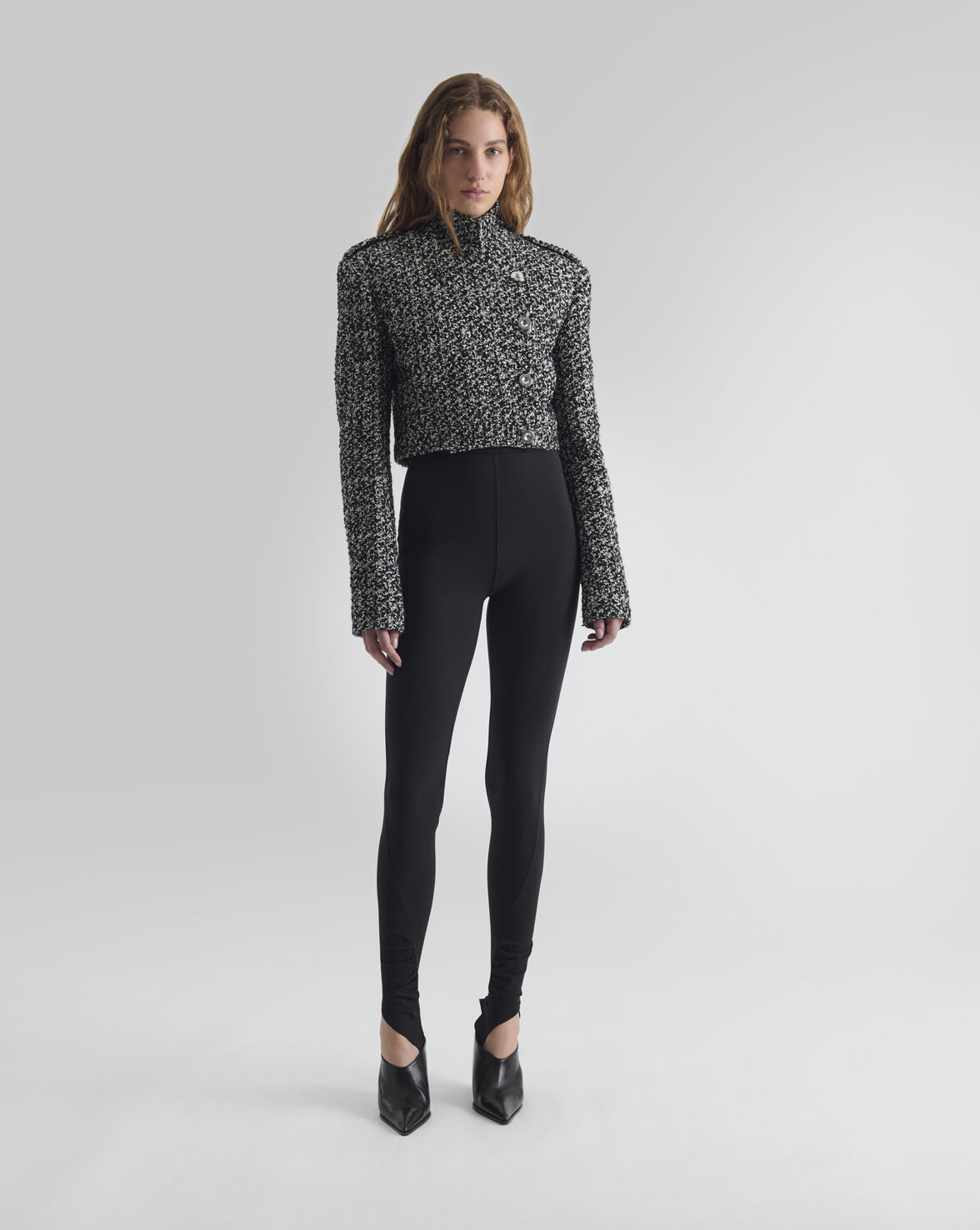 SHORT TWEED JACKET BLACK/WHITE