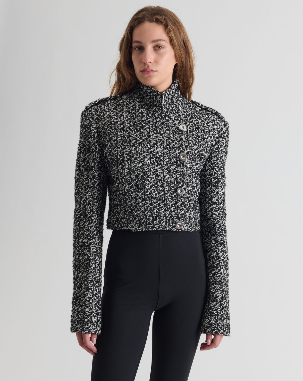 SHORT TWEED JACKET BLACK/WHITE