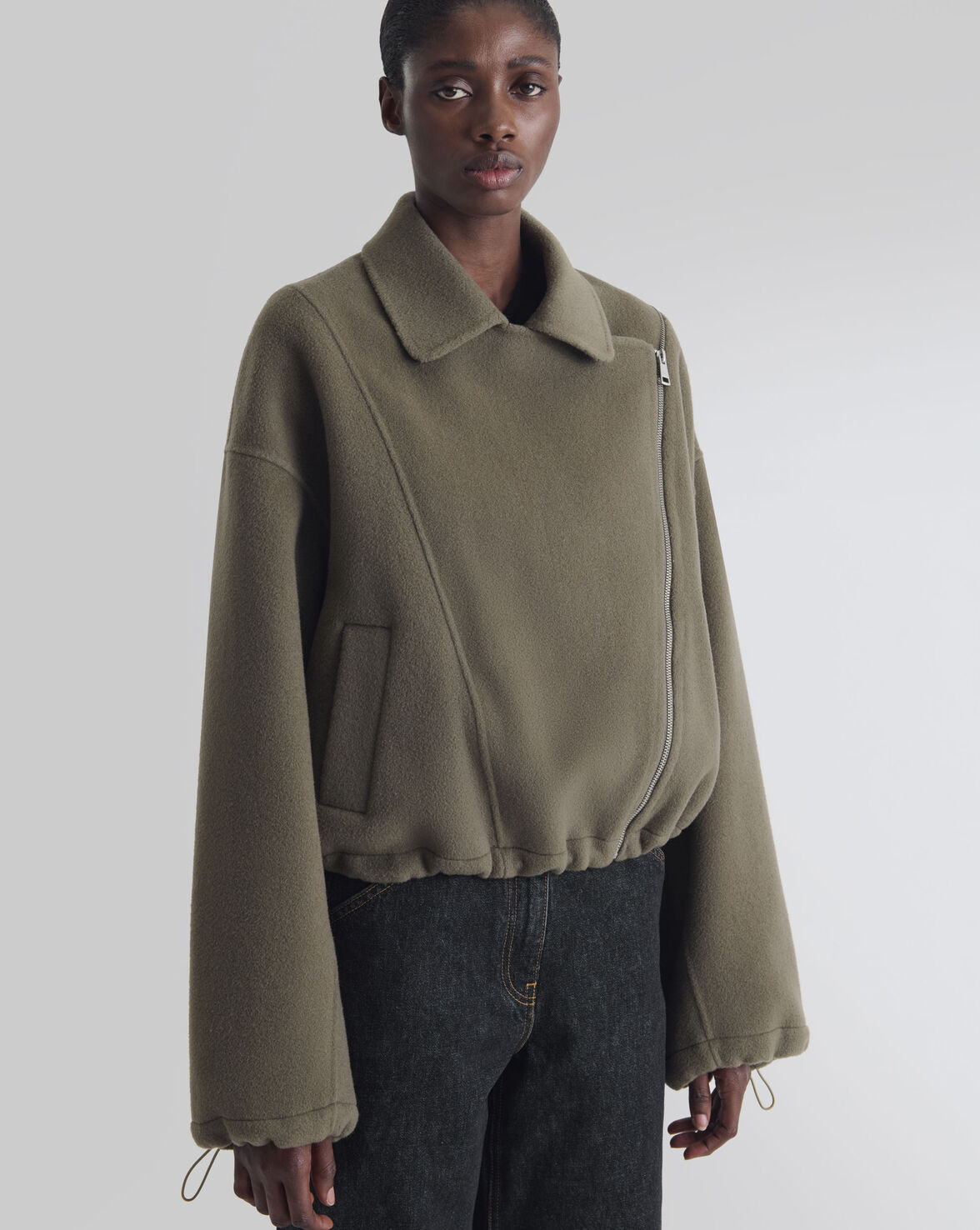 ASYMMETRIC DOUBLE-FACED JACKET TURTLE SHELL