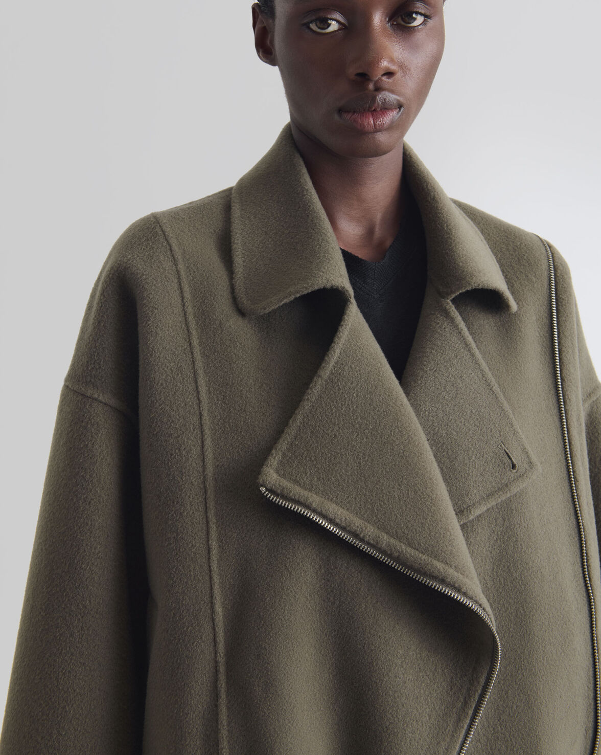 ASYMMETRIC DOUBLE-FACED JACKET TURTLE SHELL