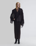 SHORT PEA COAT WITH FRINGES OXBLOOD