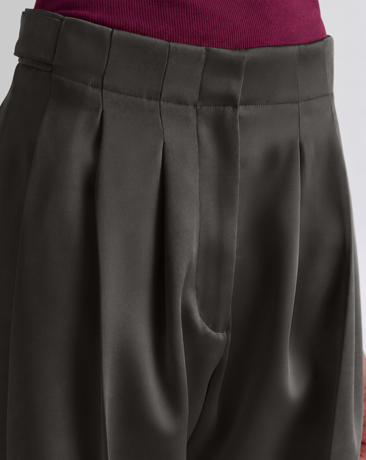 WIDE-LEG SATIN TROUSERS GRAPHITE