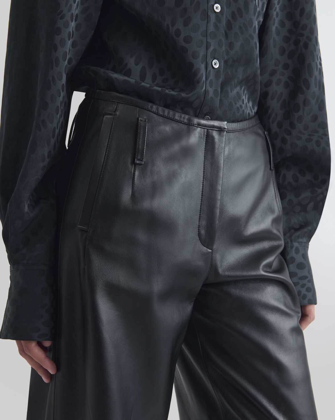 PANTALON LARGE EN CUIRBLACK