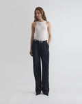 PANTALON LARGE À PLISSATIN DENIM