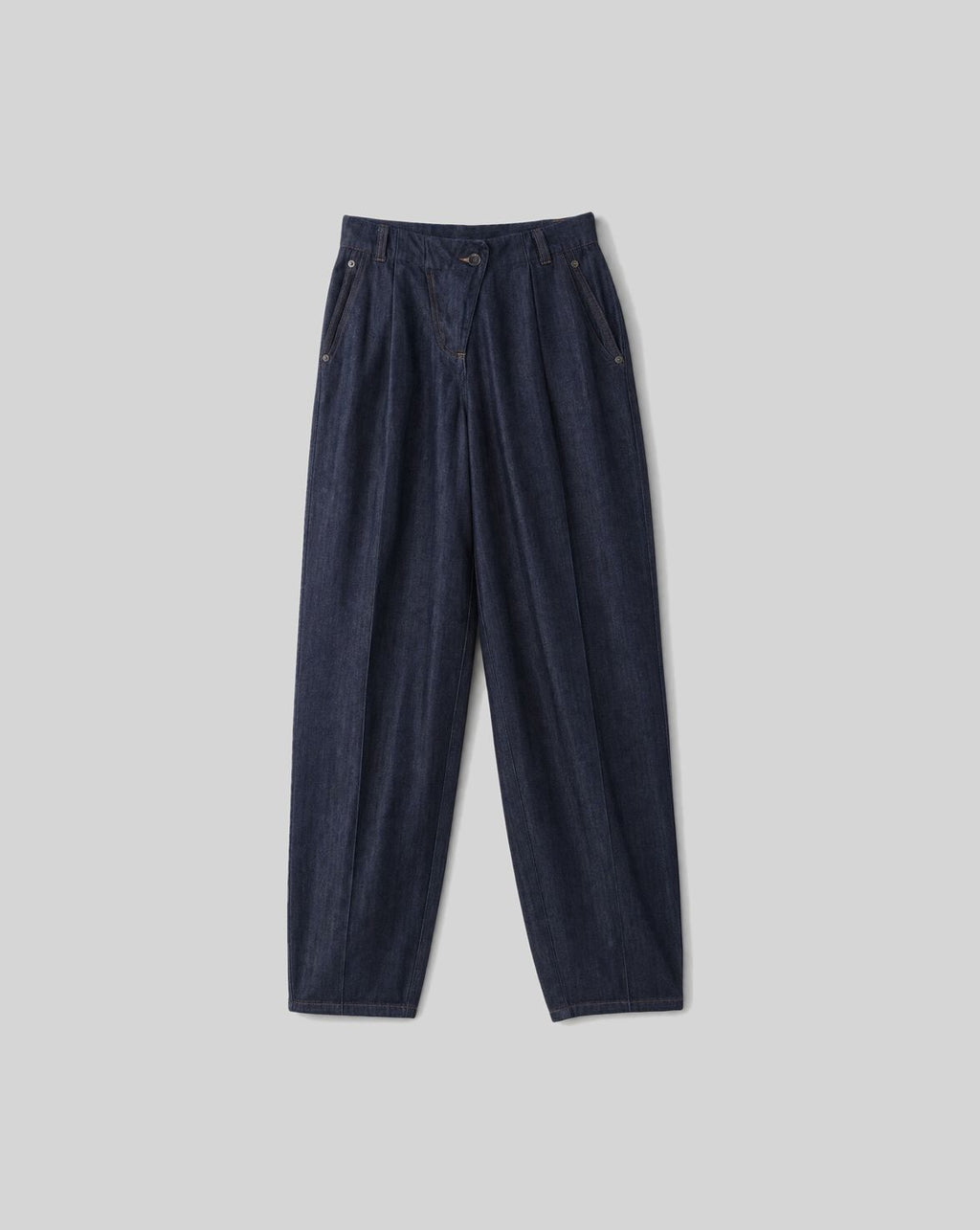 PANTALON LARGE À PLISSATIN DENIM