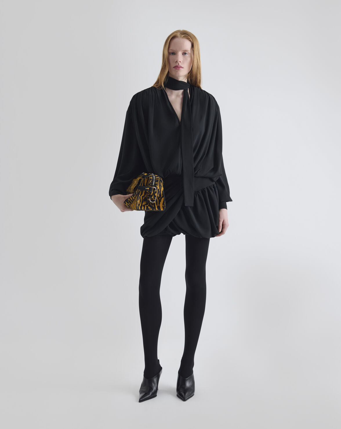 ROBE MINI DRAPÉEBLACK