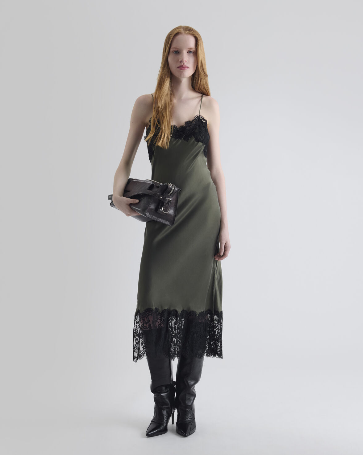 ROBE MIDI EN SOIE ET DENTELLELICHEN
