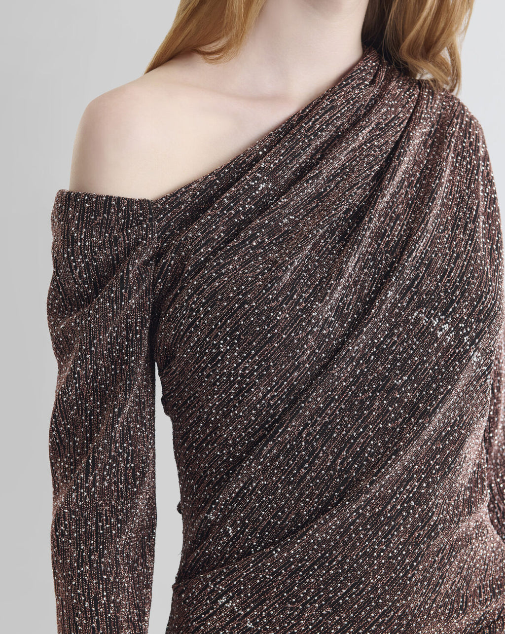 ROBE DRAPÉE À STRASSROSE GOLD