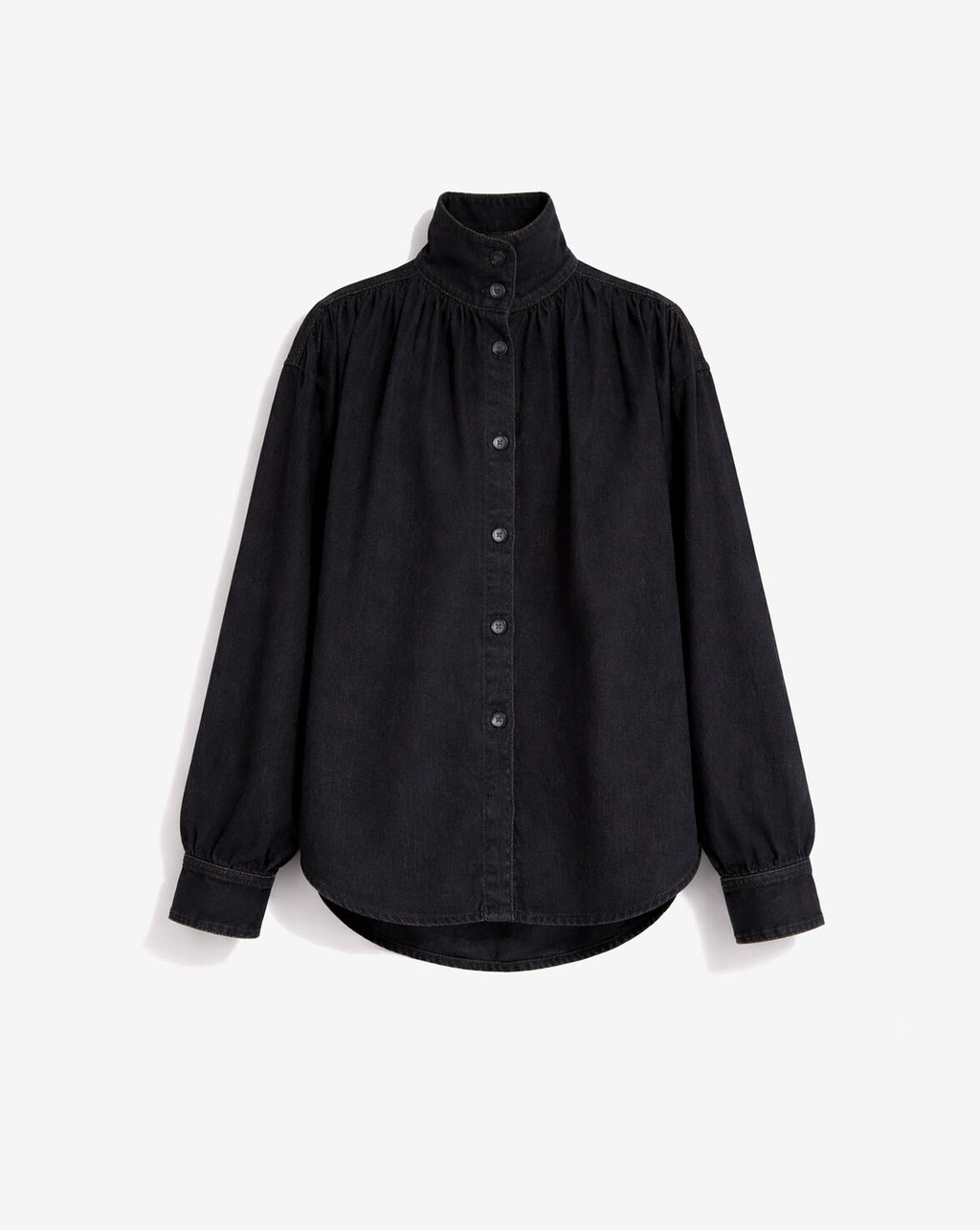 CHEMISE À COL MONTANT EN DENIMRINSED BLACK