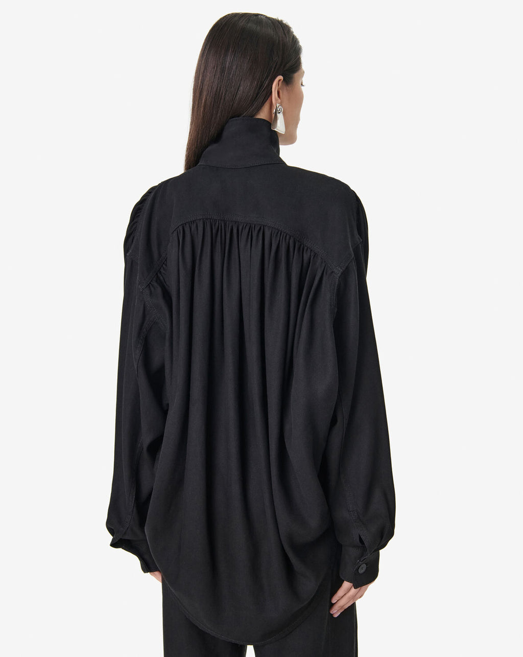 CHEMISE À COL MONTANT EN DENIMRINSED BLACK