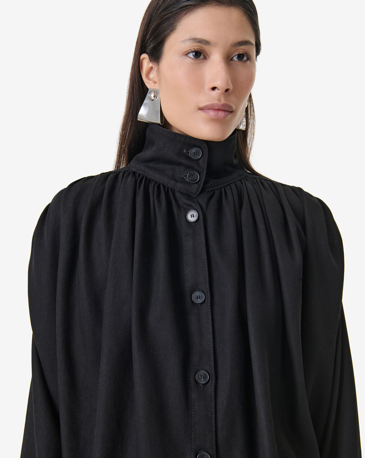 CHEMISE À COL MONTANT EN DENIMRINSED BLACK