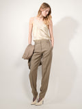 Grace pants in greige wool and silk twill