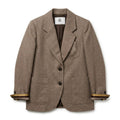 Herringbone top blazer jacket, embroidered pocket