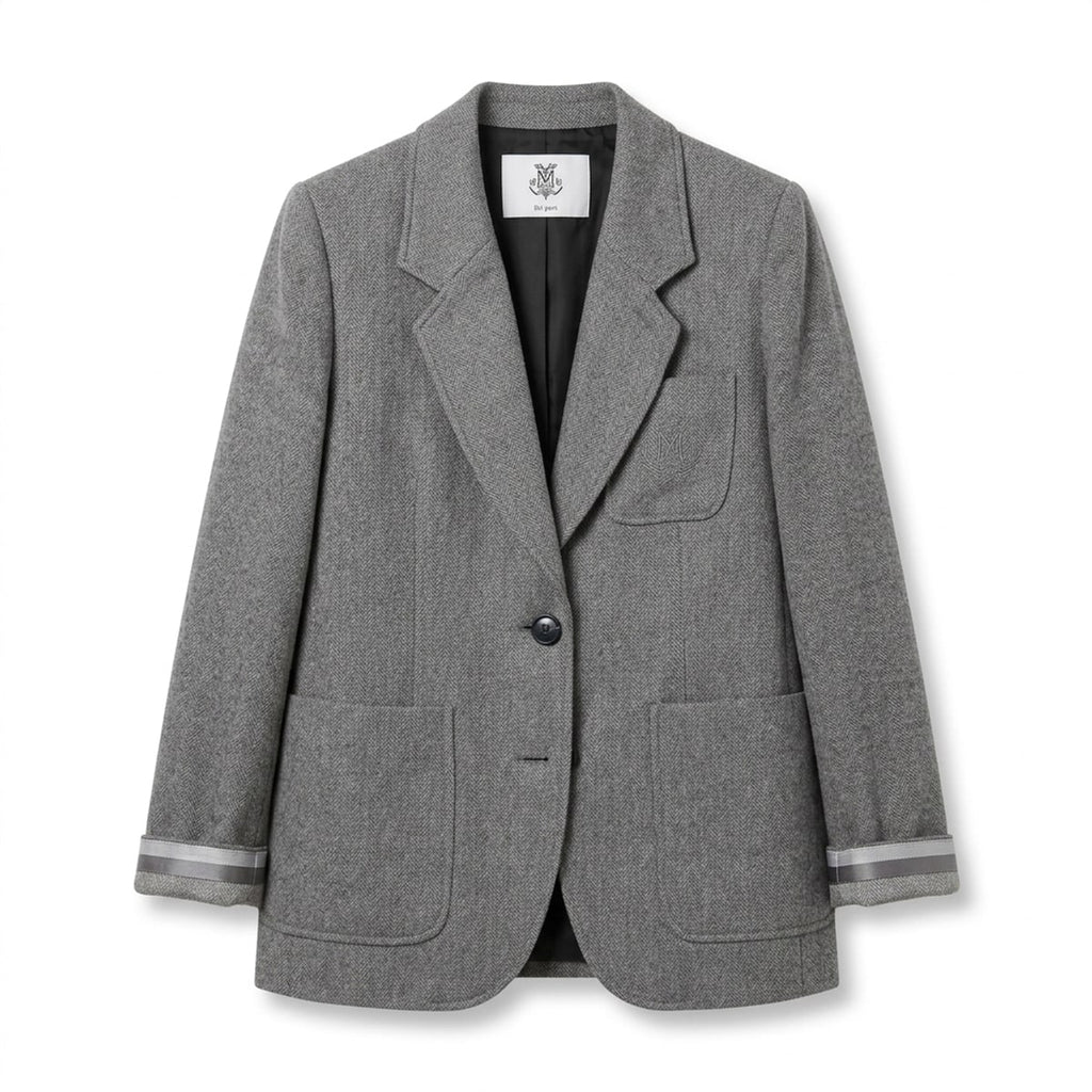 Veste blazer Anita gris clair, poche brodée