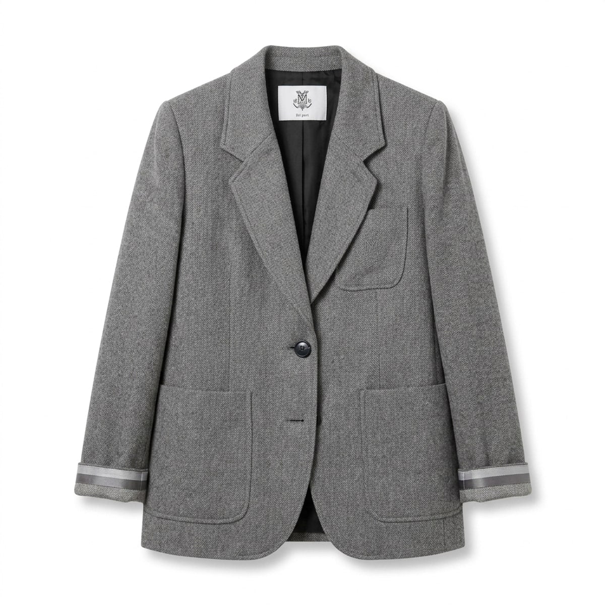 Veste blazer Anita gris clair, poche brodée