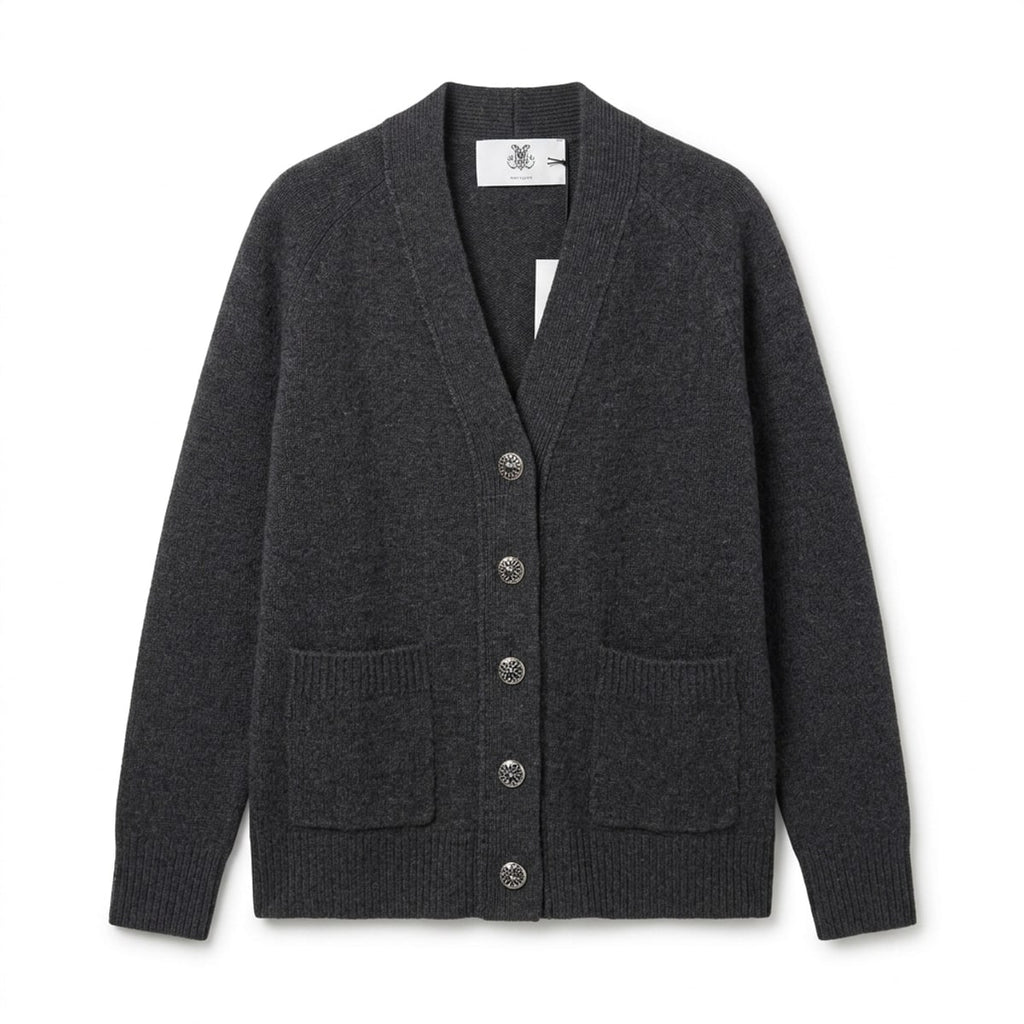 Cardigan Joelle gris, bouton bijoux