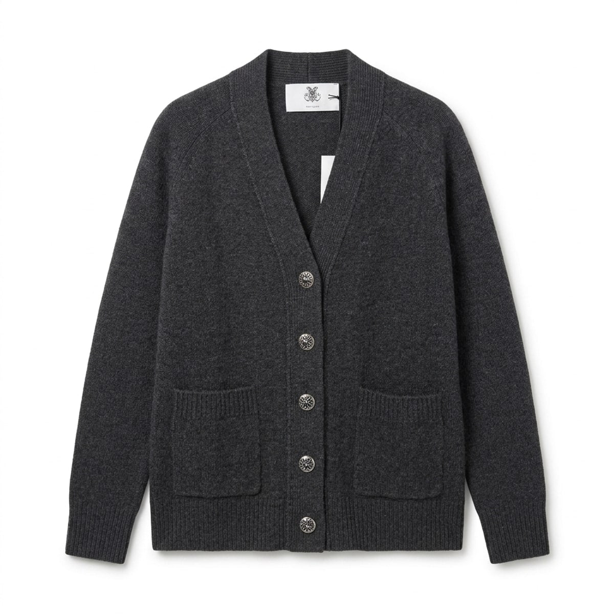 Cardigan Joelle gris, bouton bijoux