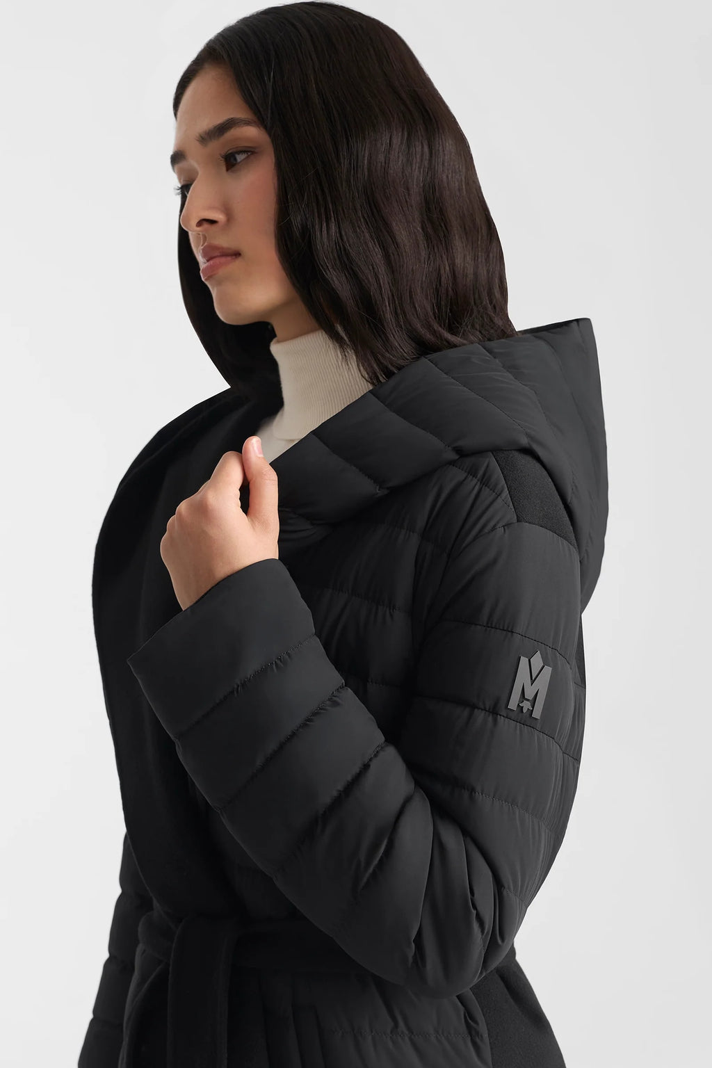 Manteau Bethany en lainage réversible noir — Mackage