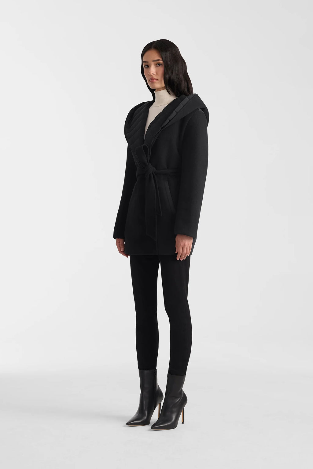 Manteau Bethany en lainage réversible noir — Mackage