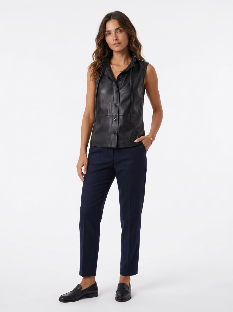 veste sans manches cuir